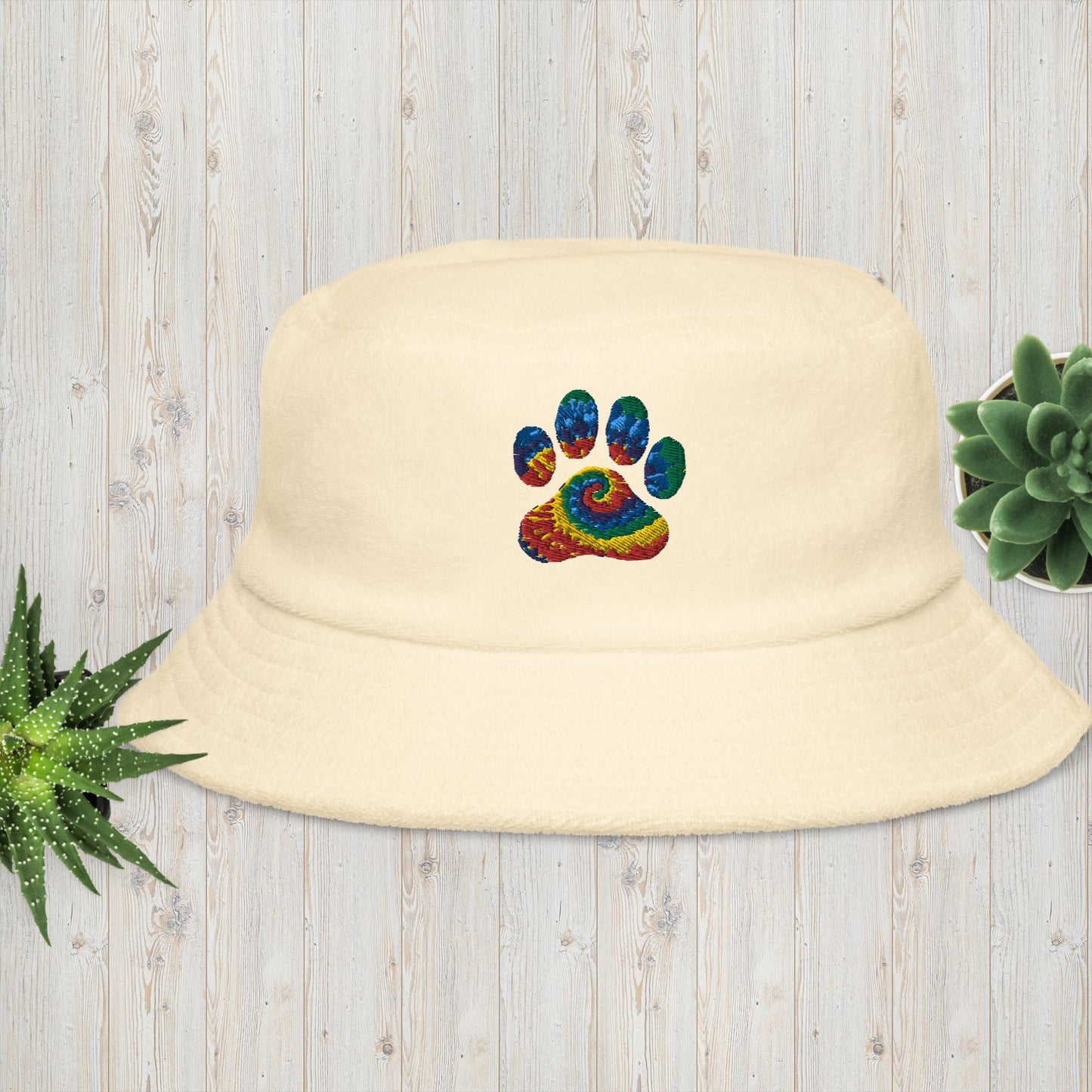 Unstructured terry cloth bucket hat - pawsTHRIVE Processing
