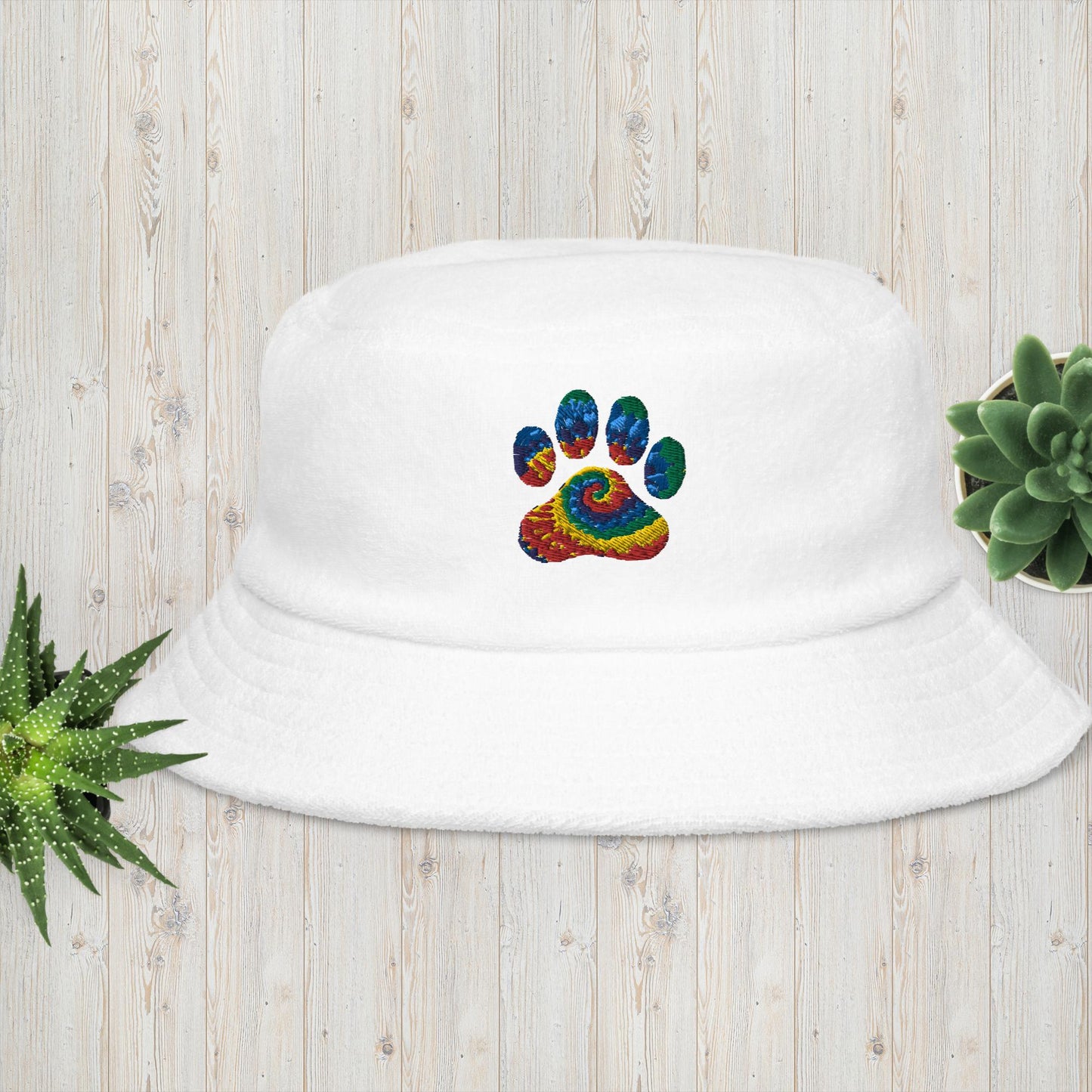 Unstructured terry cloth bucket hat - pawsTHRIVE Processing